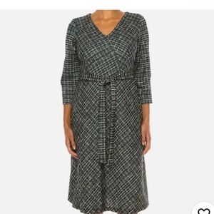 Shelby & Palmer Tweed A-Line Day Dress Size 16 Black White Turquoise